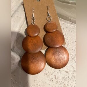 Wooden Bohemian tiered earrings